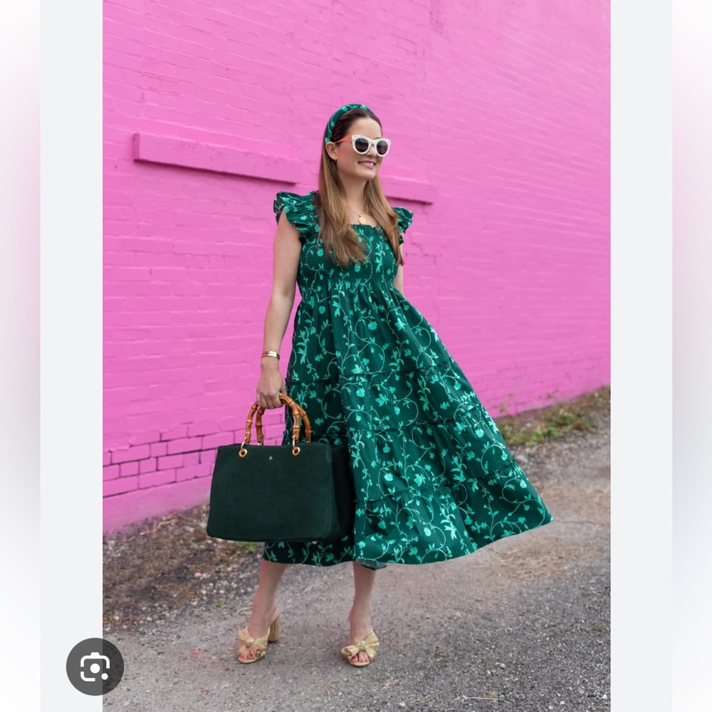 Hill House Green Floral Midi Dress - Picture 5 of 7